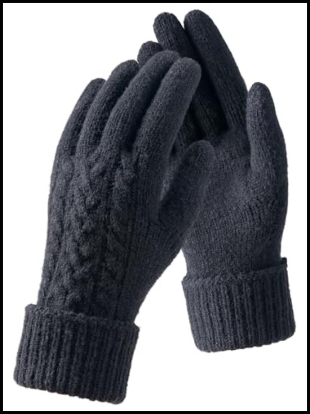 Merino Wool Blend Winter Gloves Touchscreen Folding Cuffs Knit Warm
